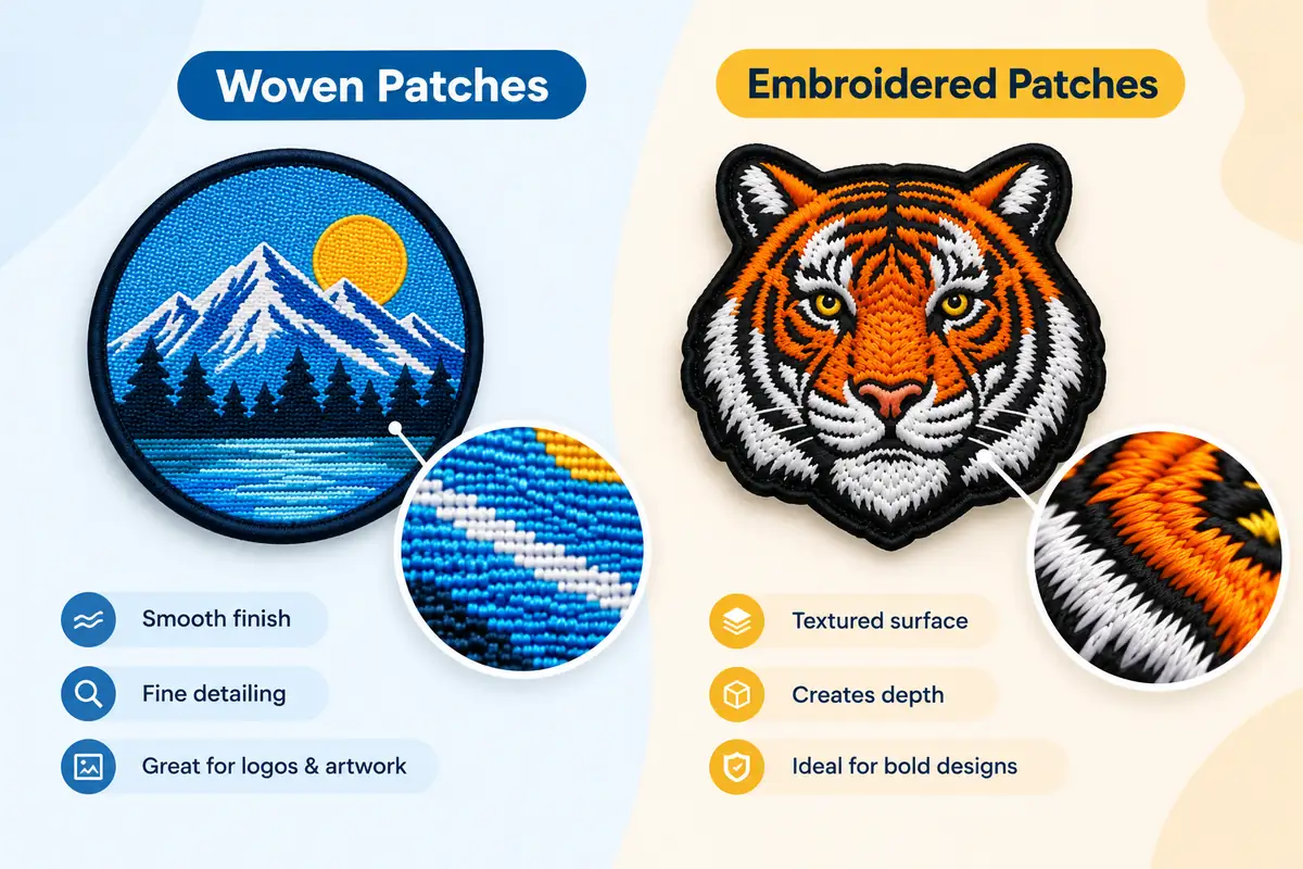 comparison between Woven vs Embroidered Patches